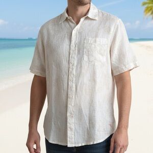 Tommy Bahama Men’s Sz M Paradise Breezer Linen Short-Sleeve Shirt